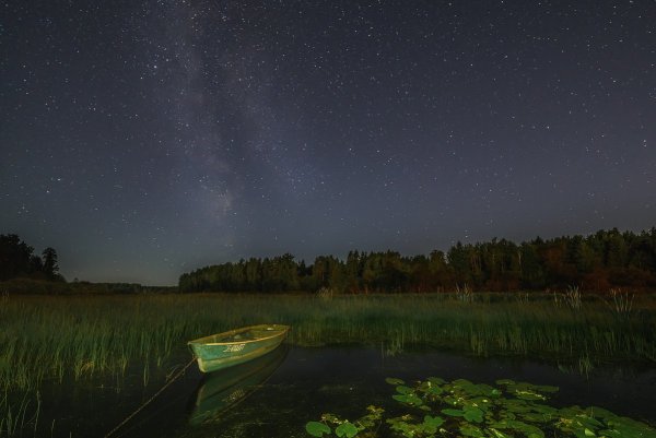 Звездное небо над деревней