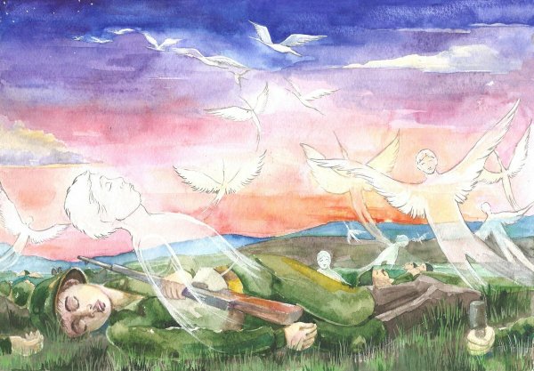 Иллюстрации к песне Журавли Расул Гамзатов