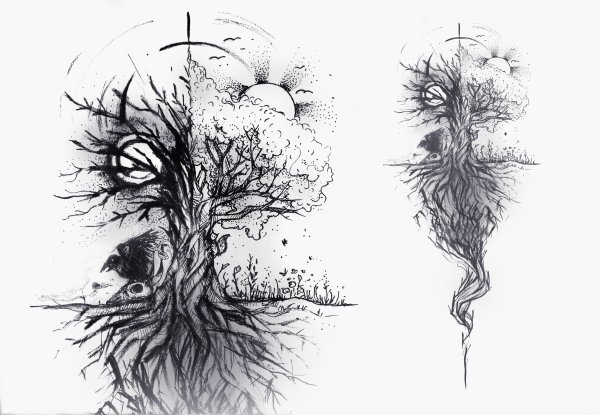 Дерево с корнями картина