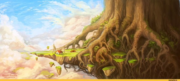 Красивое дерево с корнями