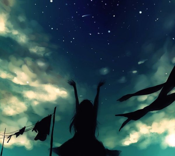 Девушка тянет руки к небу