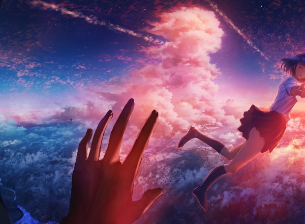 Девушка тянется к звездам