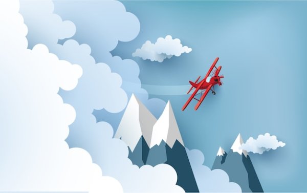 Гора с самолетом вектор