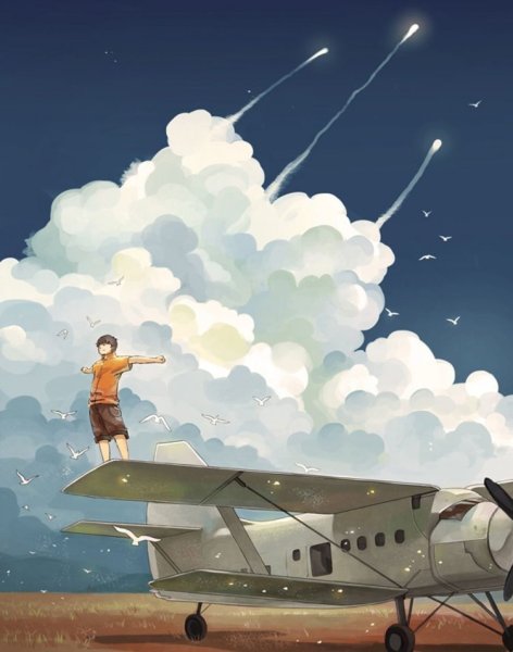 Пейзаж с самолетом