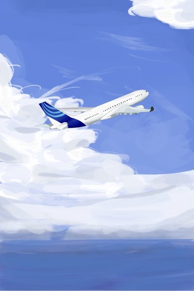 Самолет в небе арт