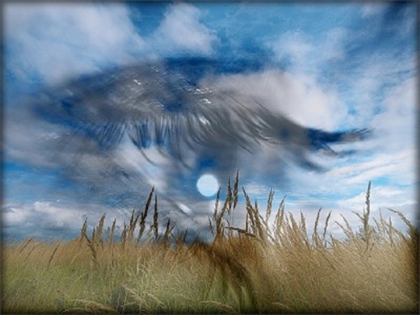 Лицо девушки в небе