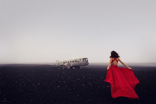 Небо самолет девушка