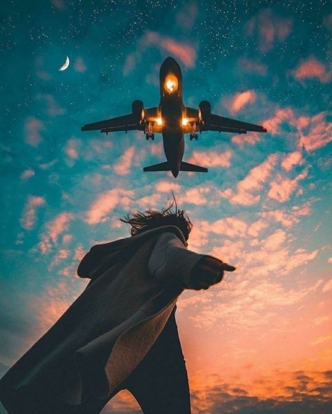 Картинки девушка и самолет в небе (67 фото)