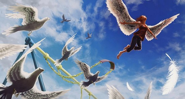 Птицы в небе и человек