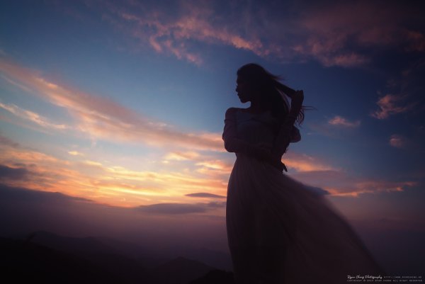 Силуэт девушки в красивом платье