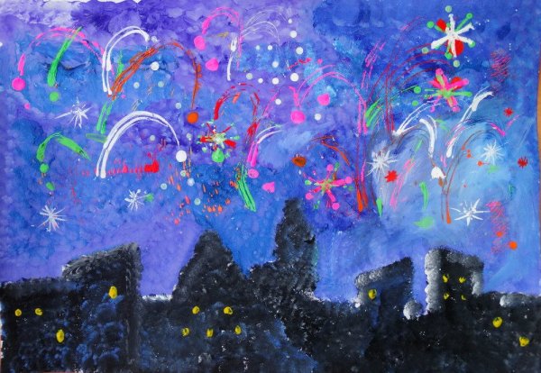 Рисование праздничный салют