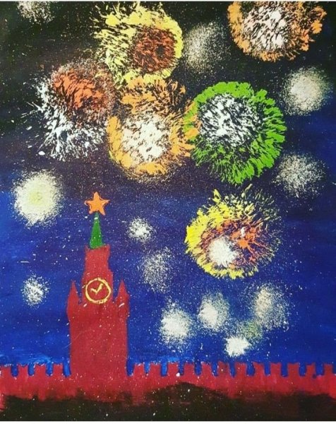 «В весеннем небе салют Победы» декоративно-сюжетная композиция.