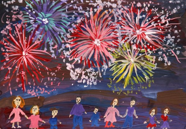 Рисование праздничный город