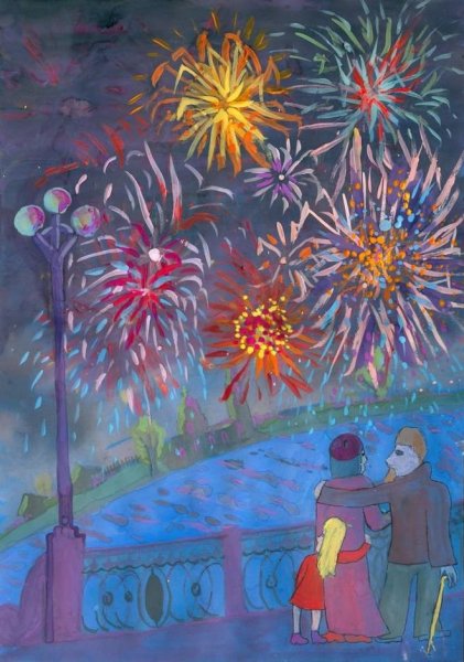 Декоративно сюжетная композиция салют Победы