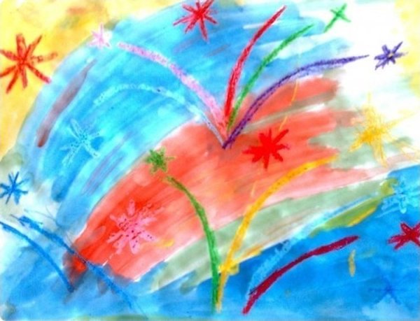 Фейерверк гуашью