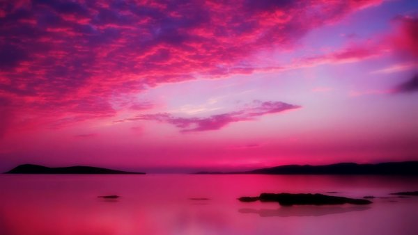 Аниме пейзаж фиолетового цвета