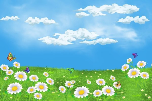 Поляна с голубым небом для детей