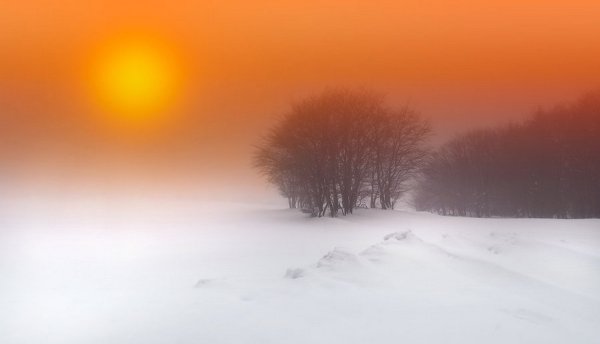 Зимние пейзажи оранжевые