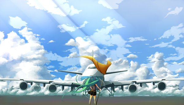 Самолет в небе гиф