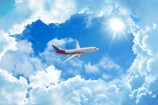 Аппликация самолет в небе