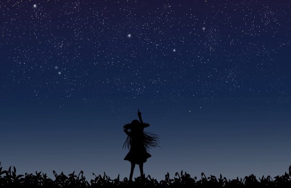 Девушка и звездное небо