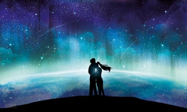 Человек на фоне космоса