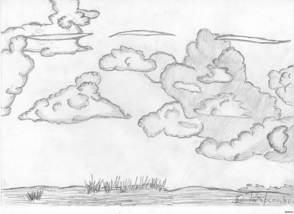 Небо цветными карандашами