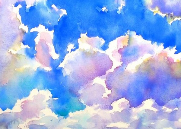 Небо рисунок красками