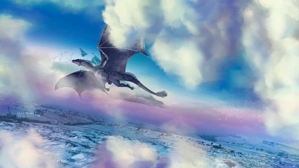 Дракон в небе арт