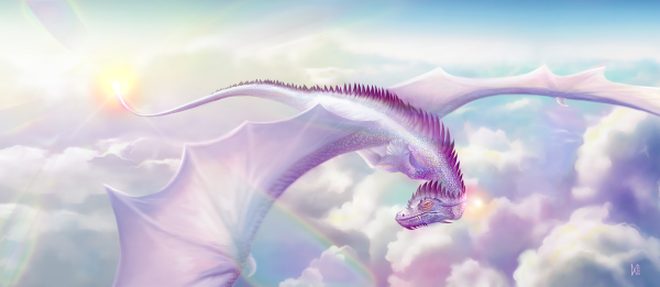 Белый дракон в небе
