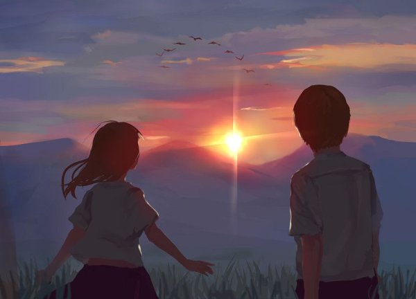 Мальчик и девочка со спины