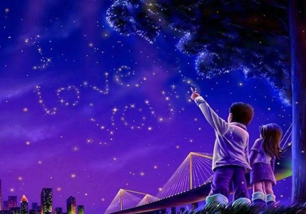 Мальчик и девочка под звездами