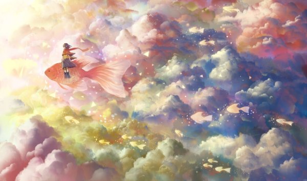Девушка в небе арт