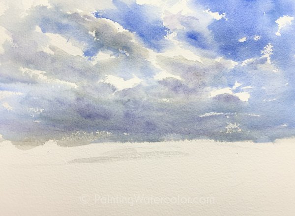 Небо облака акварель