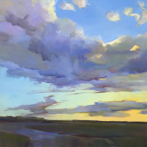 Вечернее небо акварелью