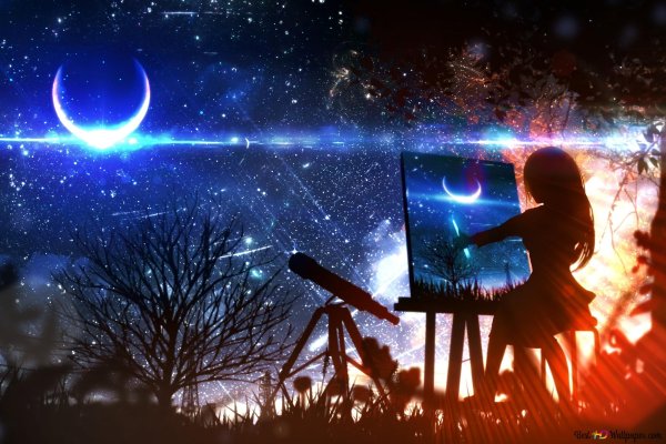 Девочка и звездное небо