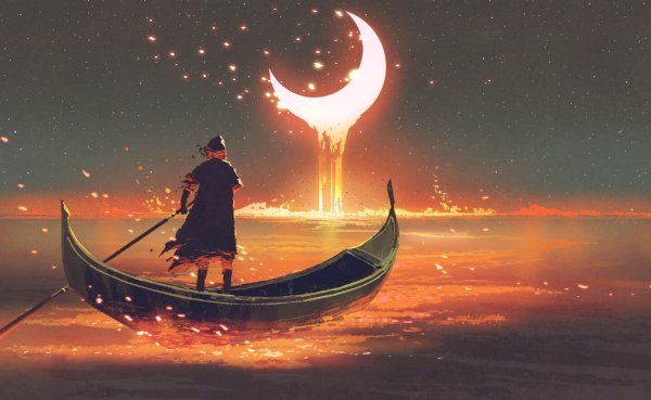 Одинокий человек в лодке