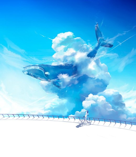 Кит в небе арт