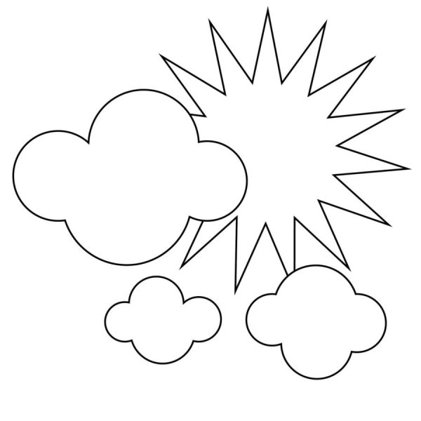 Раскраска солнце на небе для детей