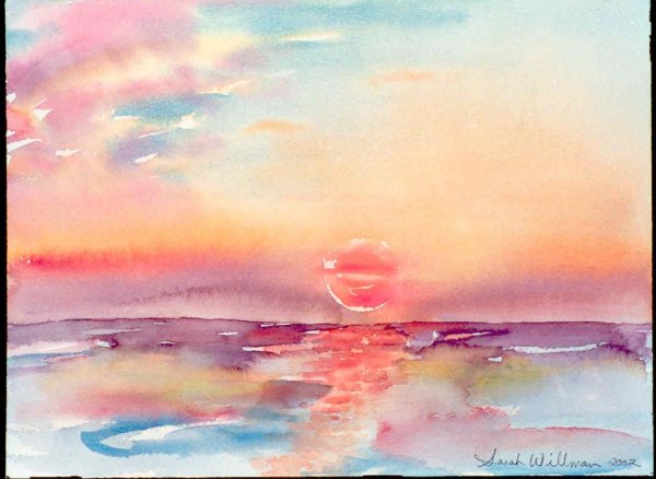 Закат акварелью