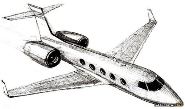 Самолёт рисунок карандашом
