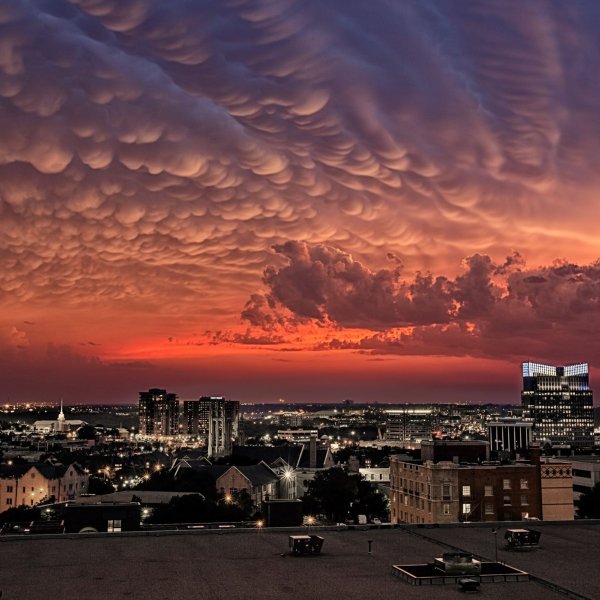 Вид с крыши закат