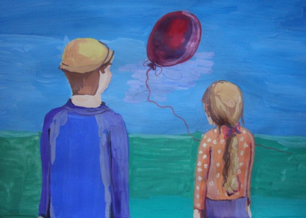 Картина красный шар