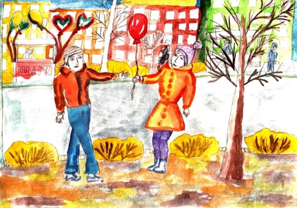 Красный шарик в небе