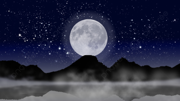 Звездное небо с полной луной