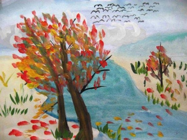 Рисование осеннее небо