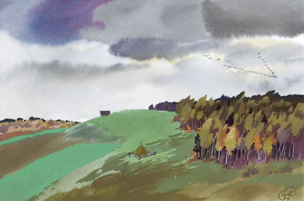 Рисование осеннее небо