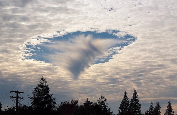 Эффект Fallstreak в перисто- кучевых облаках