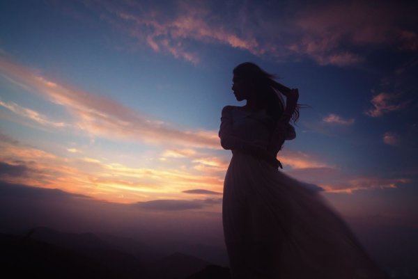 Силуэт девушки в красивом платье