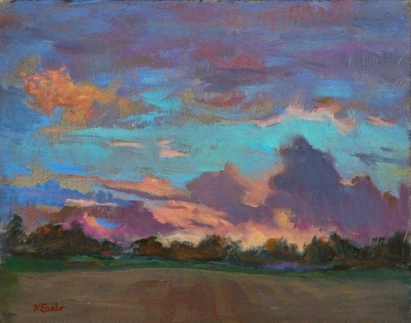 Солнечное небо пастелью